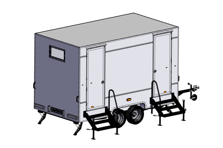 Design: 3900 x 2200 x 2400 mm, tragbarer Toilettenwagen mit 3 Stationen